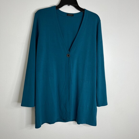 J. Jill Wearever Cardigan Single Button Women's Sweater Long Sleeve deep Teal - Picture 1 of 10